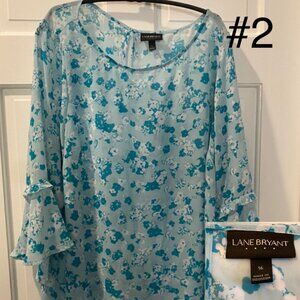 2 Lane Bryant Shear blouses (Blue and Burgundy)